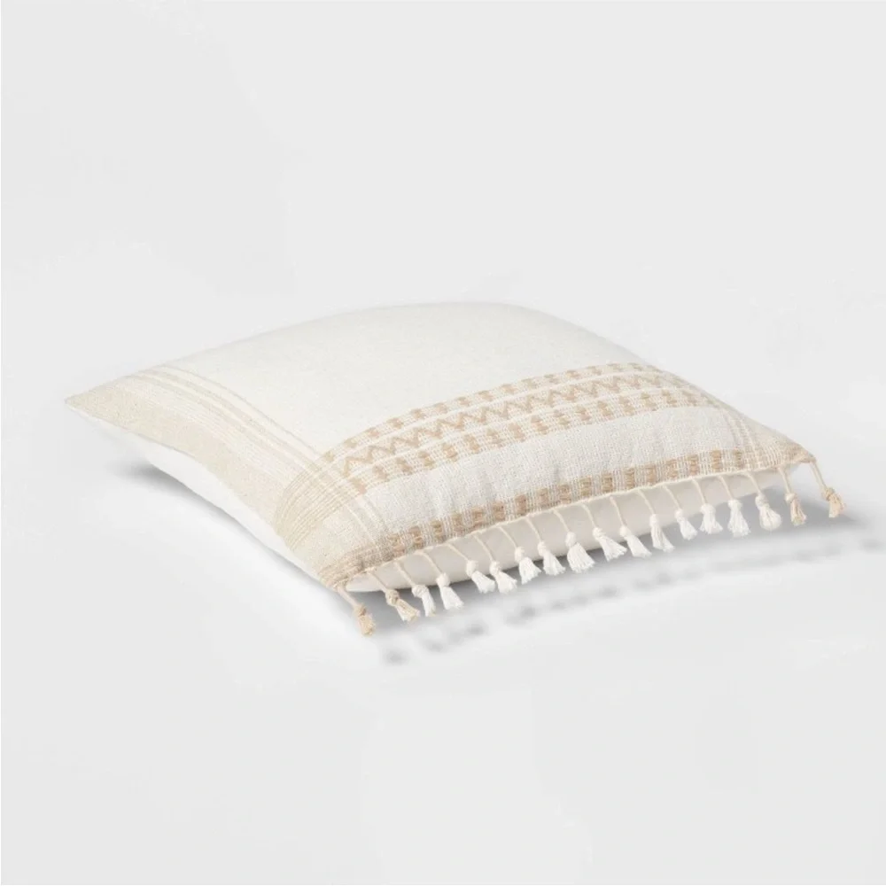 NEW Threshold Cream and Tan Decorative Pillow
